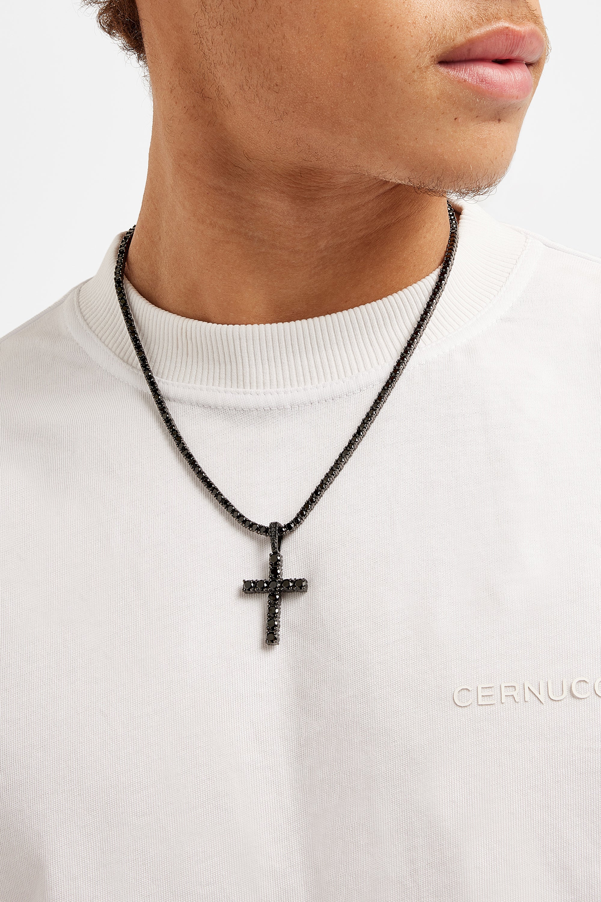 2,5 mm Mikro-Tenniskette + 4 mm Iced Cross – Schwarz